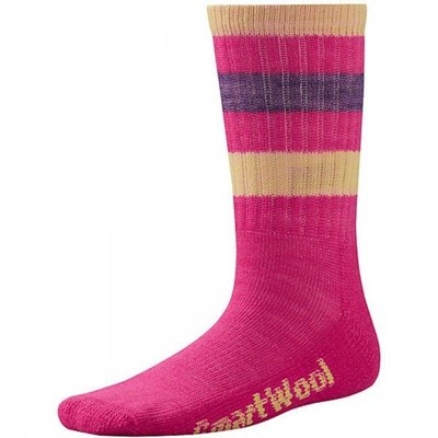 Носки детские Smartwool Kid's Striped Hike Light Crew Socks, Bright Pink, S (SW SW136.684-S)