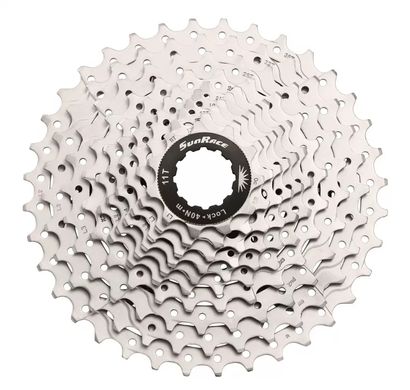 Касета Sun Race MS1 MTB 10-k 11-34T, сталевий павук, Metallic Silver (CAS-87-91)