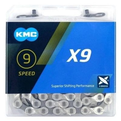Ланцюг KMC X9 9 швидкостей 114 ланок Silver/Grey + замок (КМС BX09NG114)