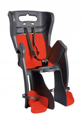Дитяче велокрісло Bellelli Little Duck Сlamp на задній багажник до 22кг, Grey/Red (BLL SAD-25-27)