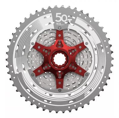 Касета Sun Race MX8 MTB 11-k 11-51T, алюмінієвий павук, Metallic Silver (CAS-37-00)